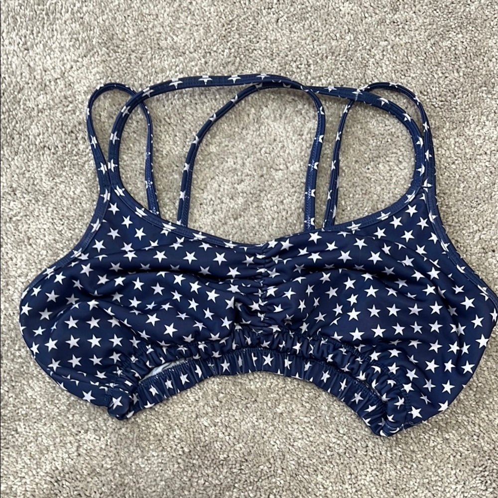 Navy Blue Star Print Running Bra